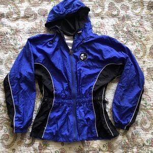 80s/90s Vintage Adidas hooded windbreaker jacket w/drawstring accents